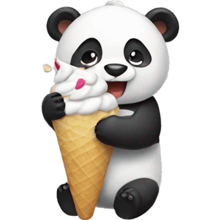 Panda eating ice cream emoji