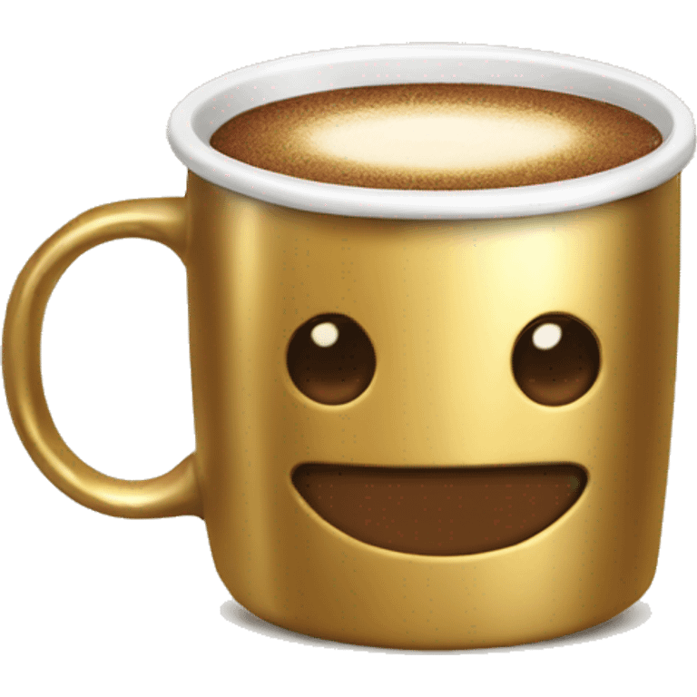 vintage Metallic Gold mug of coffe emoji