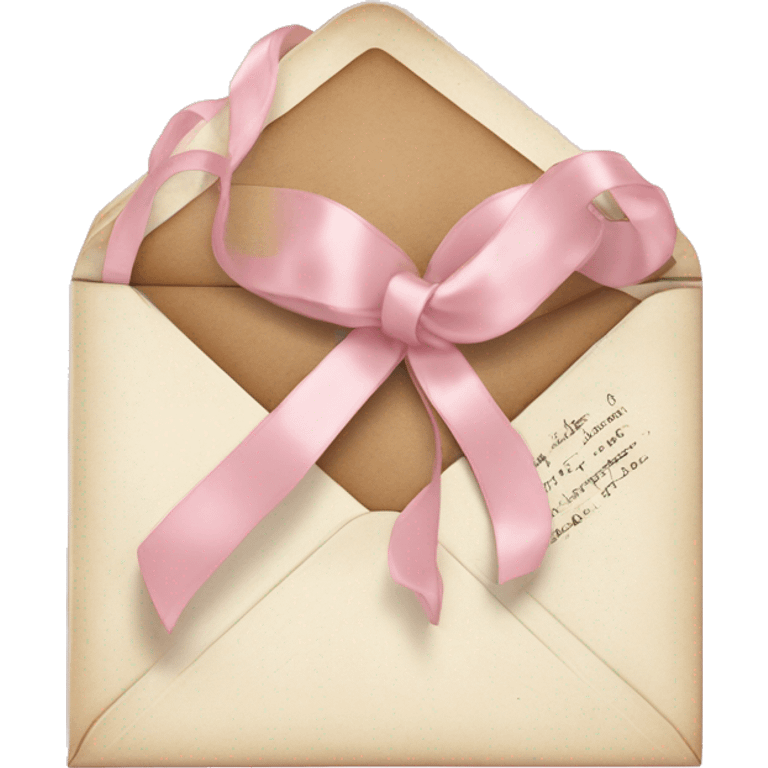 vintage love letters in envelope tied with a baby pink ribbon  emoji