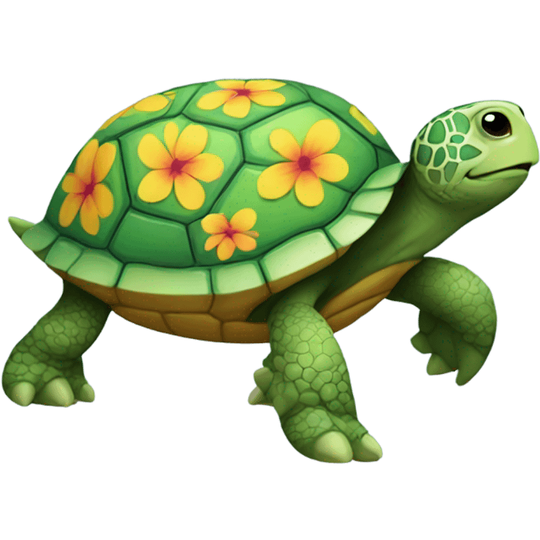 Turtle with flower shell emoji