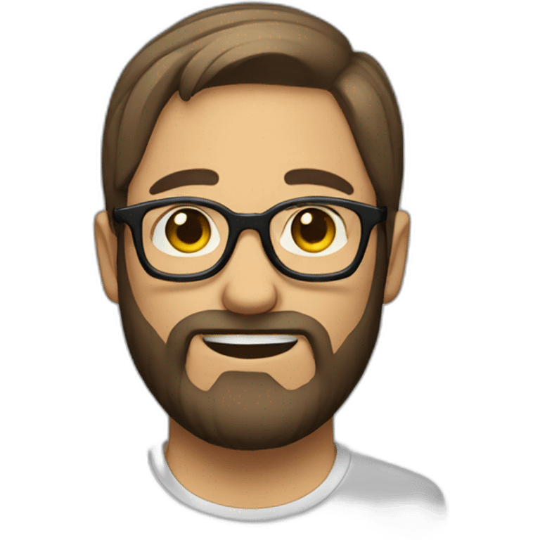 man with round glasses, smooth hair and beard emoji