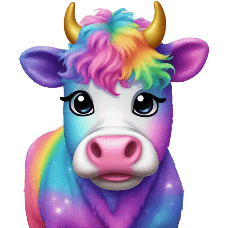 Lisa frank glitter rainbow fluffy cow emoji