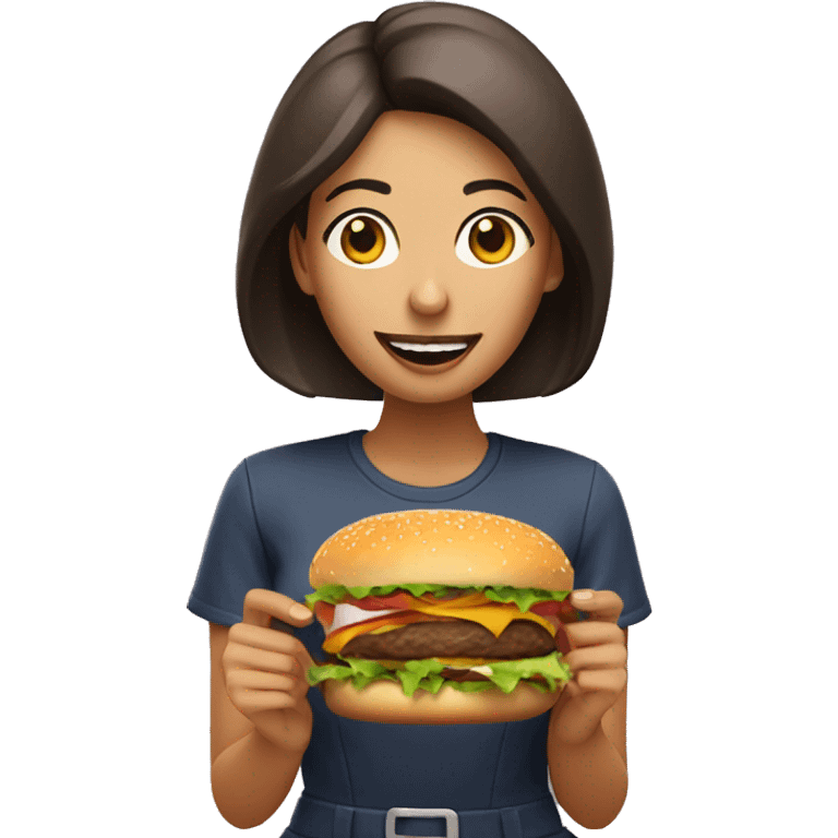 mujer comiendo una hamburguesa  emoji