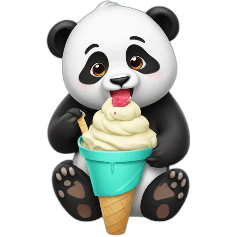 Panda eating ice cream emoji