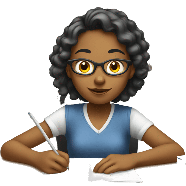 A girl doing her homework emoji