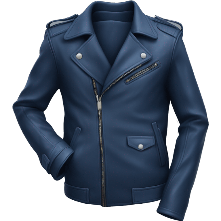 Realistic unzipped Navy blue leather fashion jacket isolated.  emoji