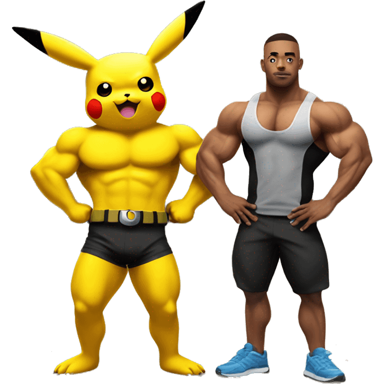 Pikachu and his bodybuilder friend in gym  emoji