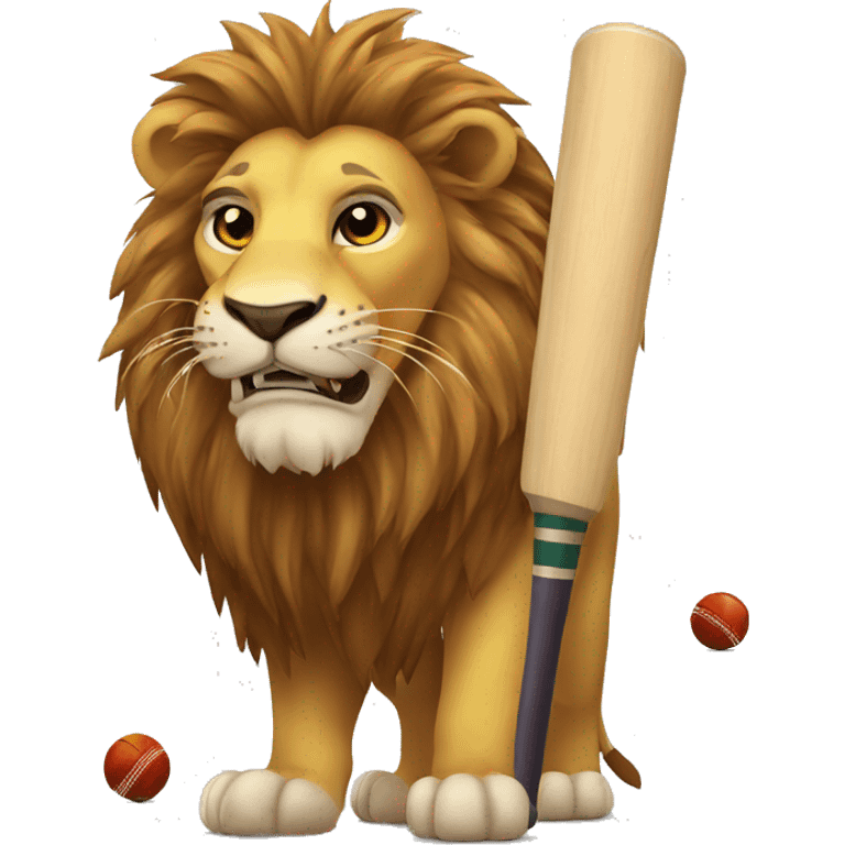 Lion with a cricket bat  emoji