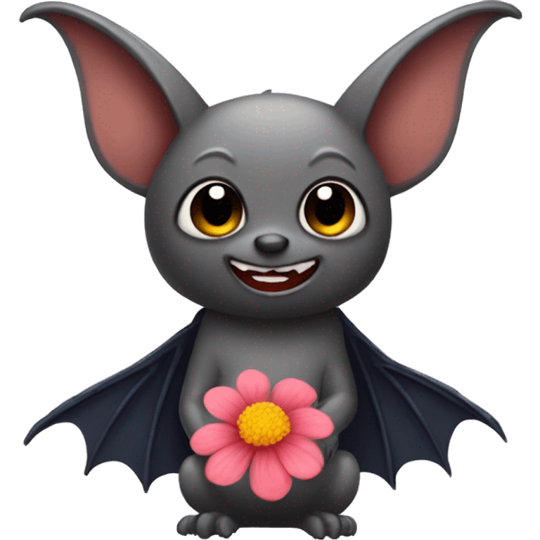 Bat with flower emoji