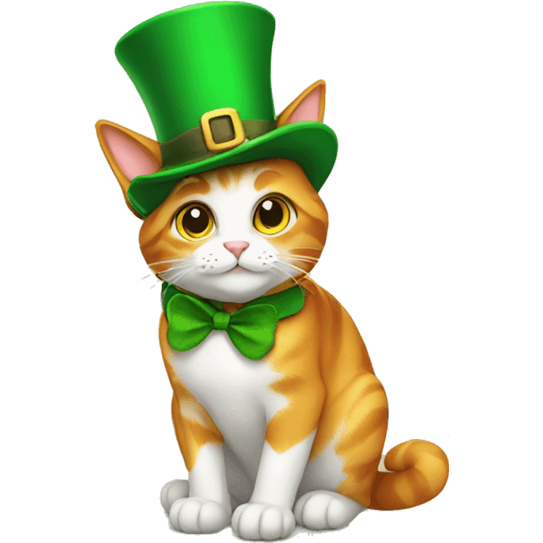 Cat with a  Leprechaun hat emoji