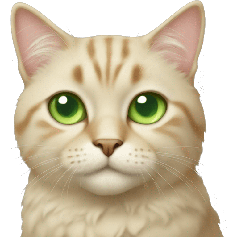 Beige cat with green eyes fluffy emoji