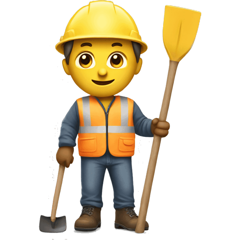 photorealistic man with a construction helmet and a shovel emoji