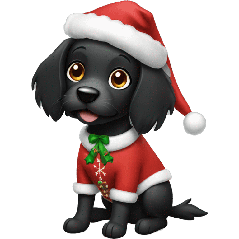 black dog in christmas clothes emoji