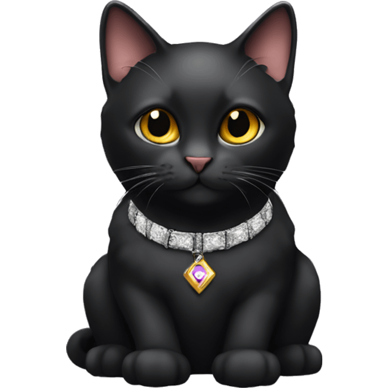 Black f7 cat with jewel collar emoji