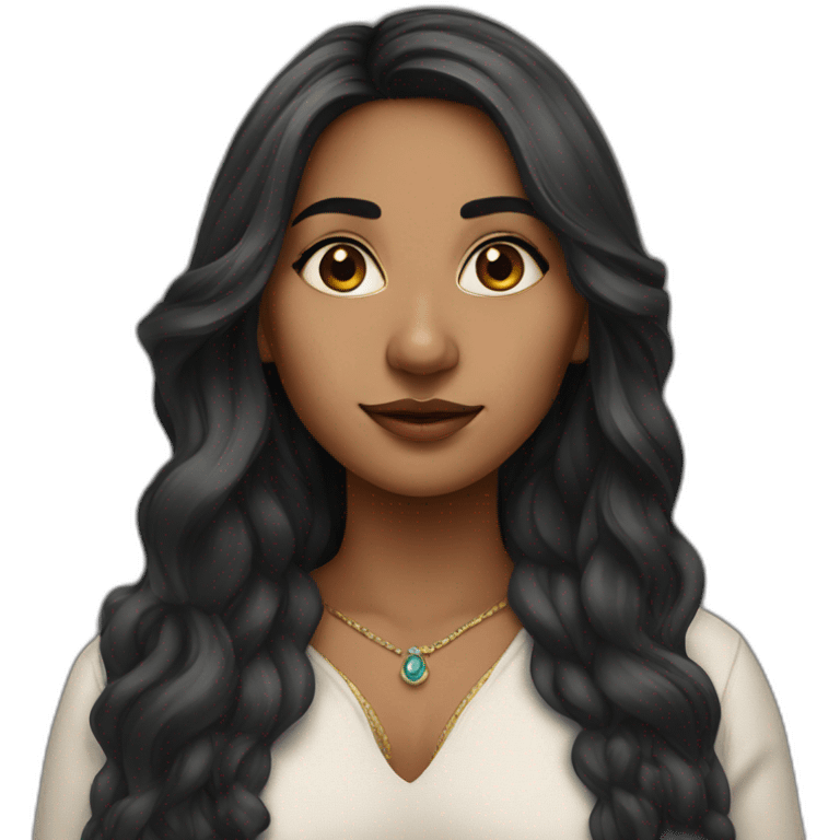 Indian woman with nose stud long hair emoji