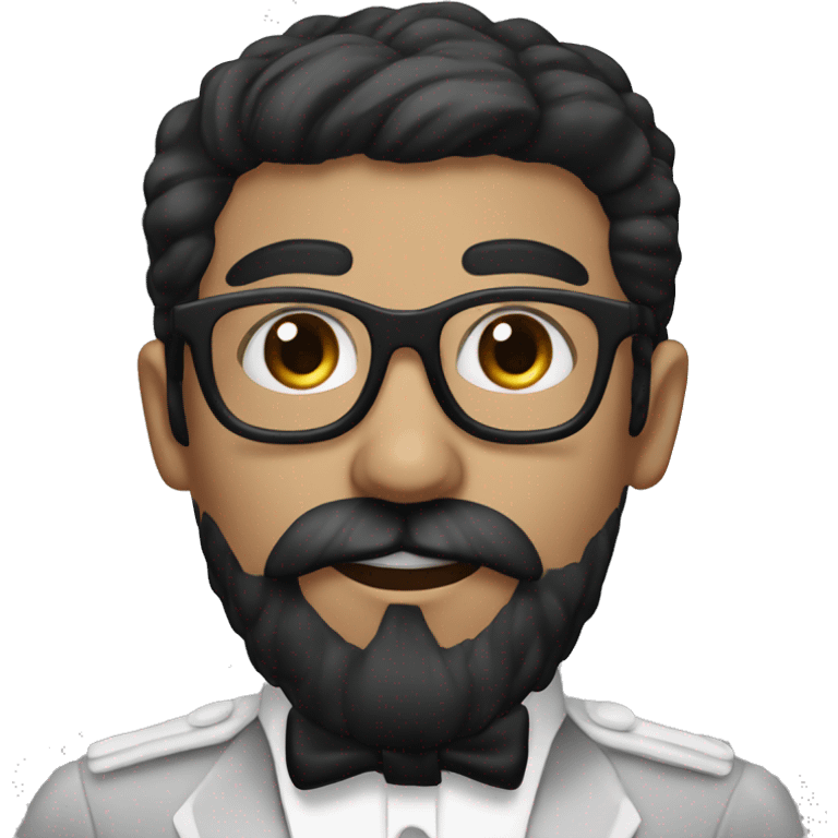 Groom with Short black Hair and  Long black beard handlebar moustache and glasses emoji