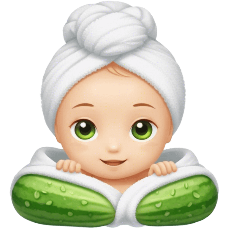 Baby spa day cucumber eyes  emoji