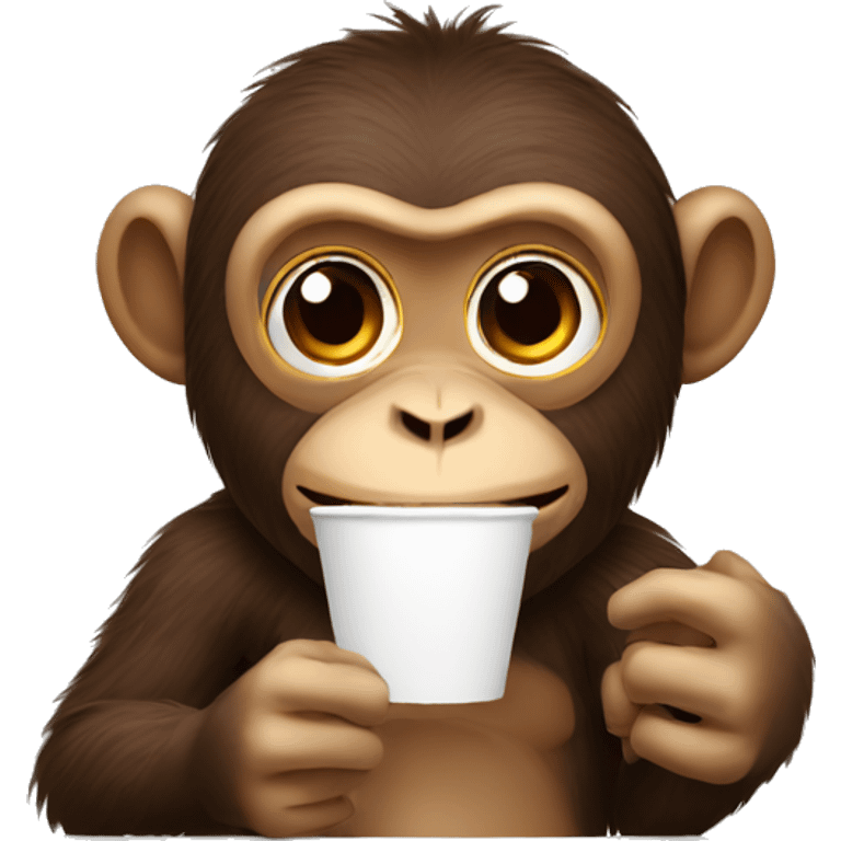 monky with coffee emoji