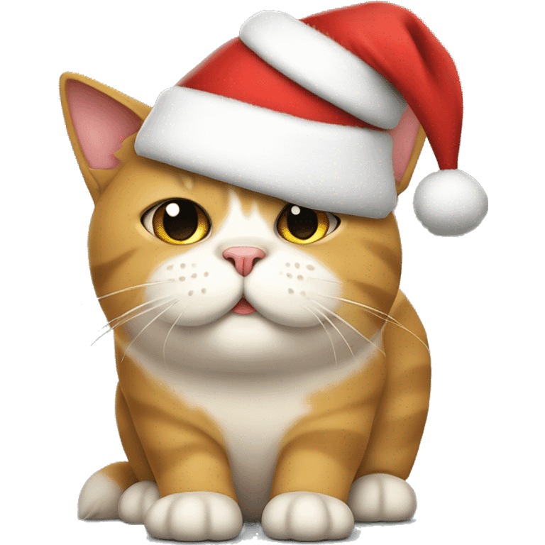 Fat bkh cat with santa hat emoji