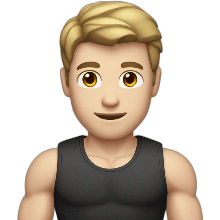 Pale skinned Fit Man With the biceps and brown hair in black shirt and gray shorts emoji