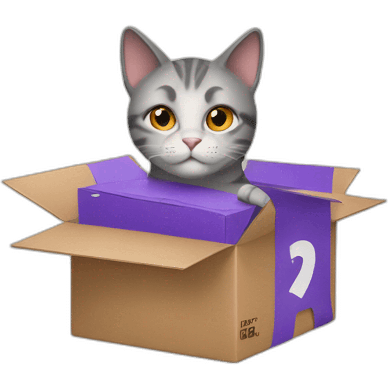 Cat hold a FedEx box emoji