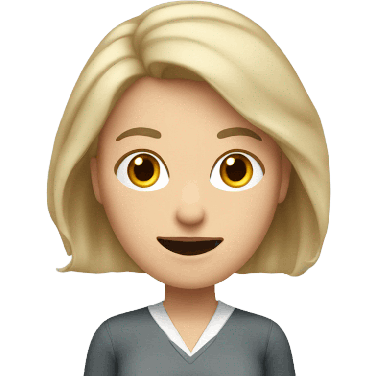 White, female Teacher with gray and blonde, shoulder length hair going crazy  emoji