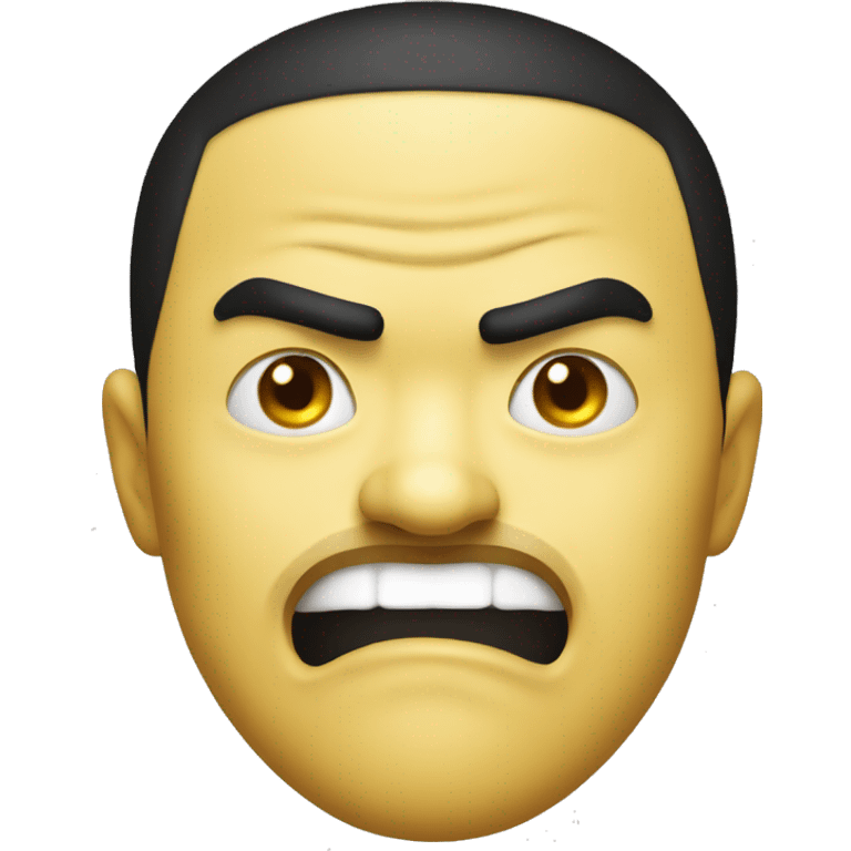 Classic yellow emoji face making a disgusted face like the yao ming rage meme face from 2010 emoji