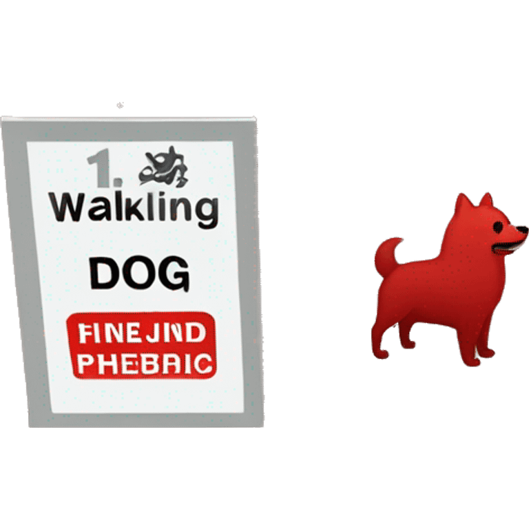 red spitz dog pooping next to a sign "dog walking prohibited" emoji