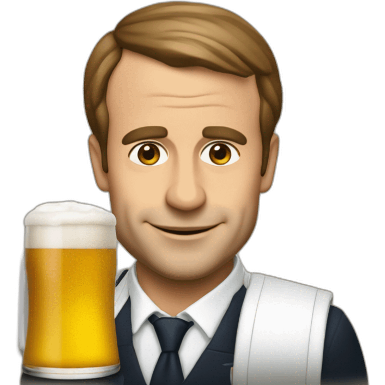 Macron avec une bière emoji