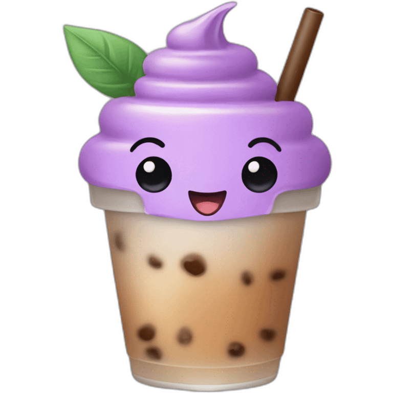 Anthropomorphic boba tea drinking boba tea emoji