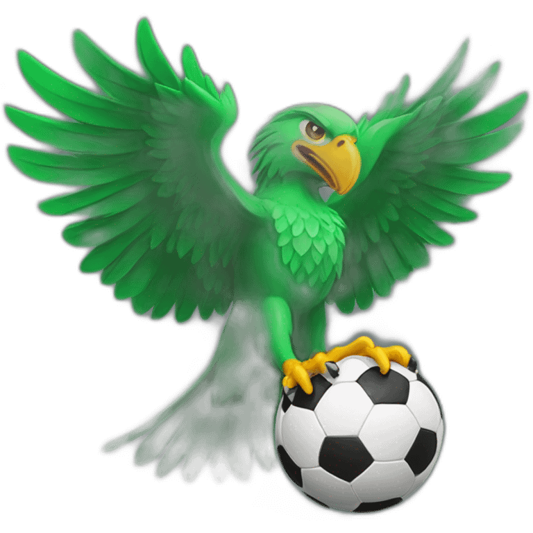 Green eagle holding soccer football emoji