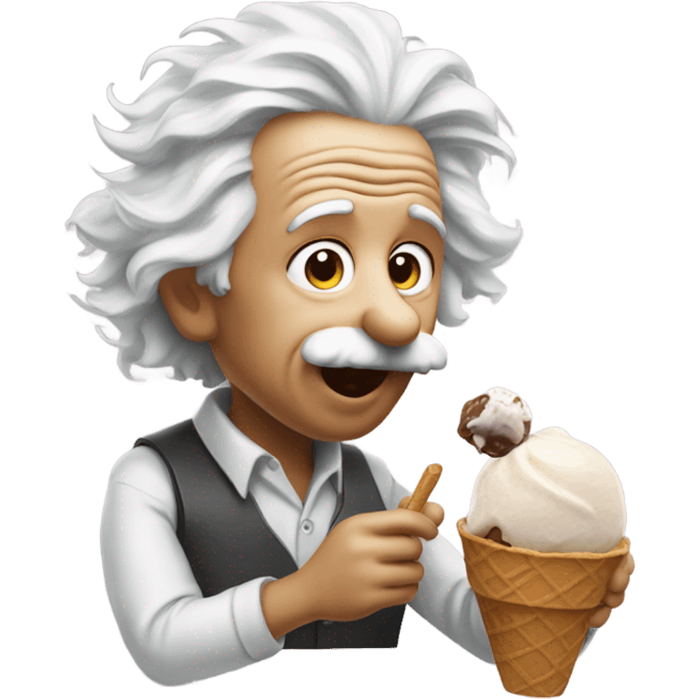 Einstein eating chocolate ice cream emoji