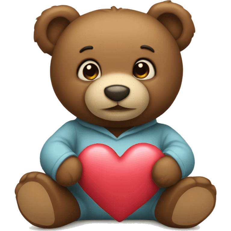 Teddy bear holding heart emoji