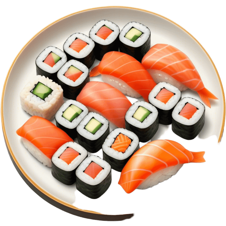 Sushi Cinematic Realistic Sushi Dish Emoji, depicted as one or two artfully arranged pieces of fresh sushi, rendered with delicate textures and subtle, natural lighting that highlights its refined simplicity. emoji