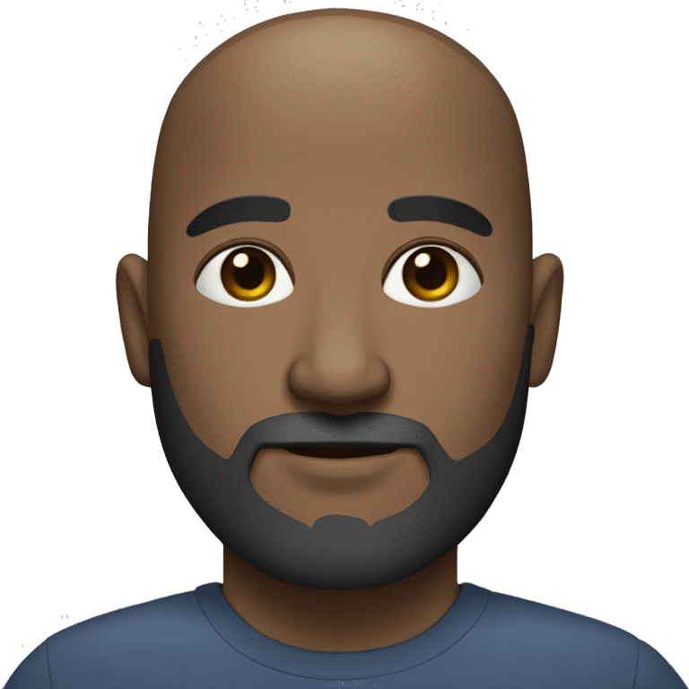 dark medium skin, bald man, medium black beard, grey eye emoji