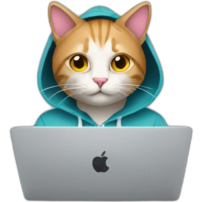 cat with hoodie and a macbook emoji