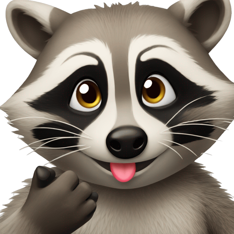 Raccoon blowing kiss  emoji