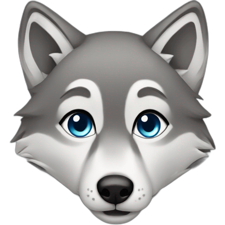 Female grey wolf blue eyes emoji