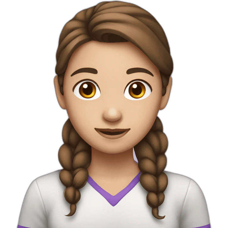 girl with brown hair pony tail purple creneck emoji