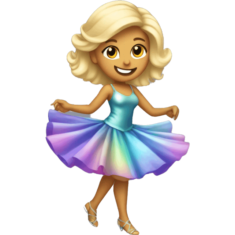 Dancing salsa blonde girl in an iridescent dress emoji