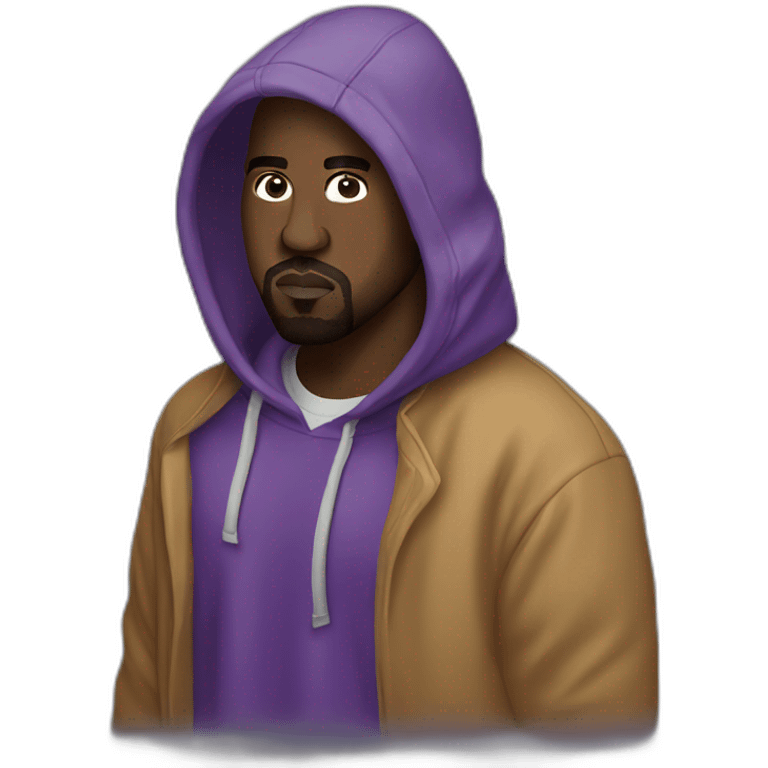 kanye west wearing headlamp and purple hoodie  emoji