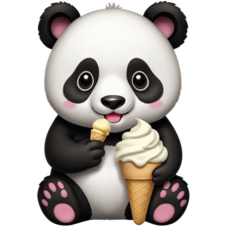 Panda eating ice cream emoji