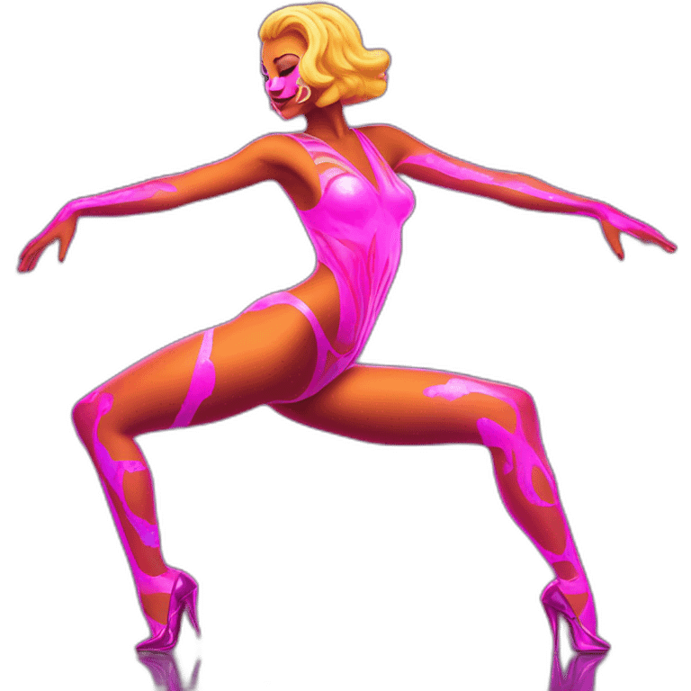 Sexy Neon sign shows club model dancer in tasteful body paint from side emoji