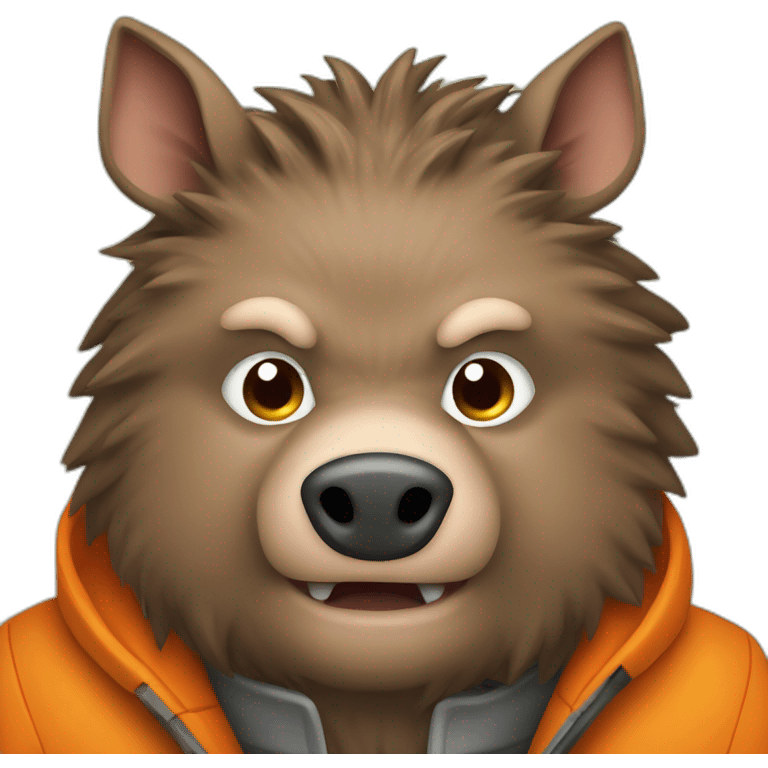 ANGRY wild boar with orange jacket emoji