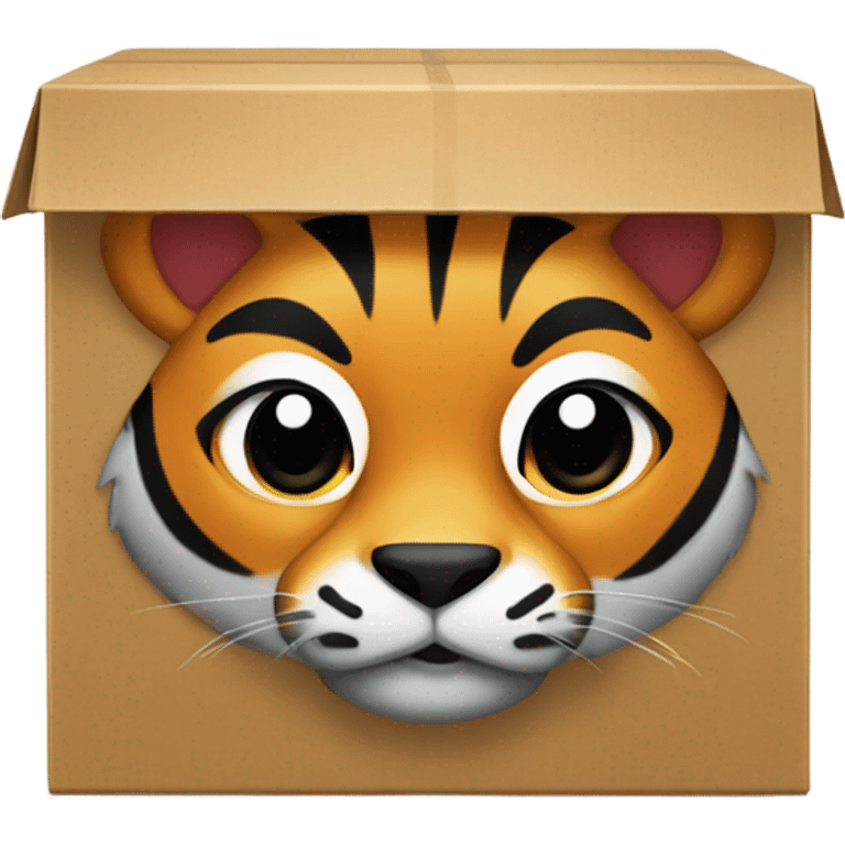 a box with TONI written on it, in the box there is a INSIDE Tiger 
 emoji