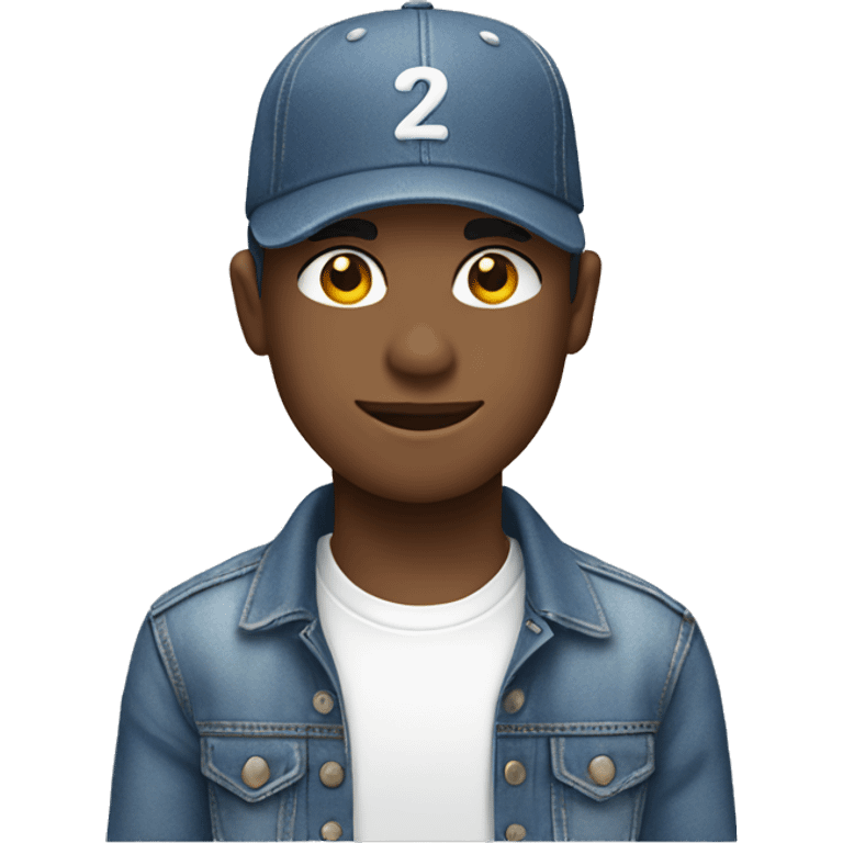 A white boy wearing denim baseball cap emoji