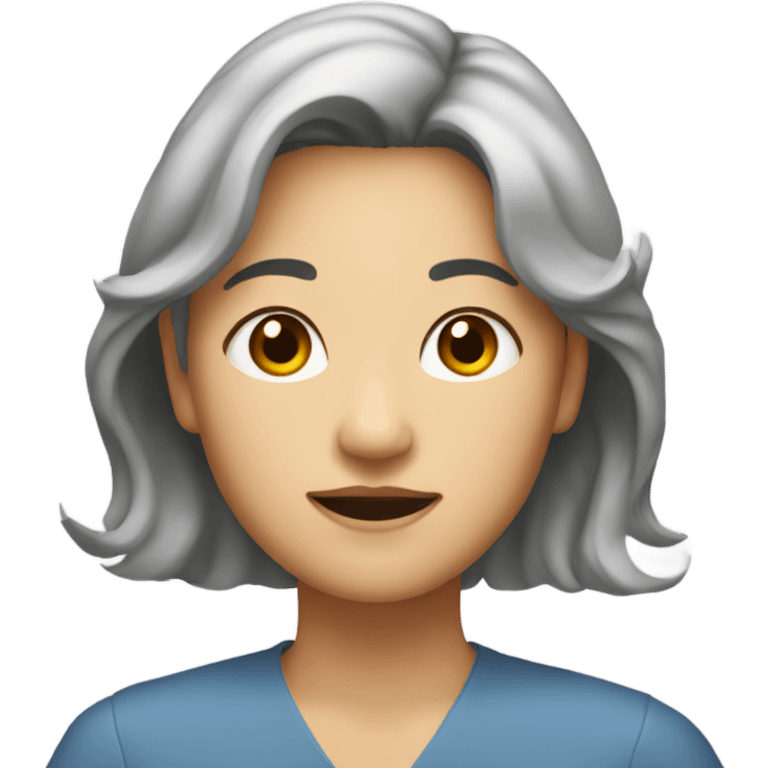 asian, middle age, lady, middle length hair emoji