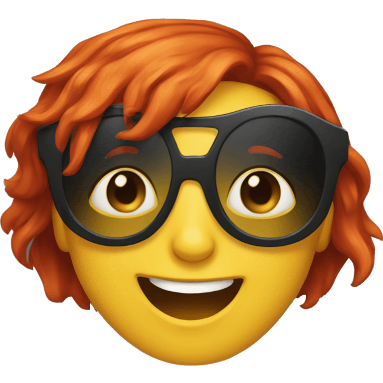 Red hair girl with sun glasses having fun emoji