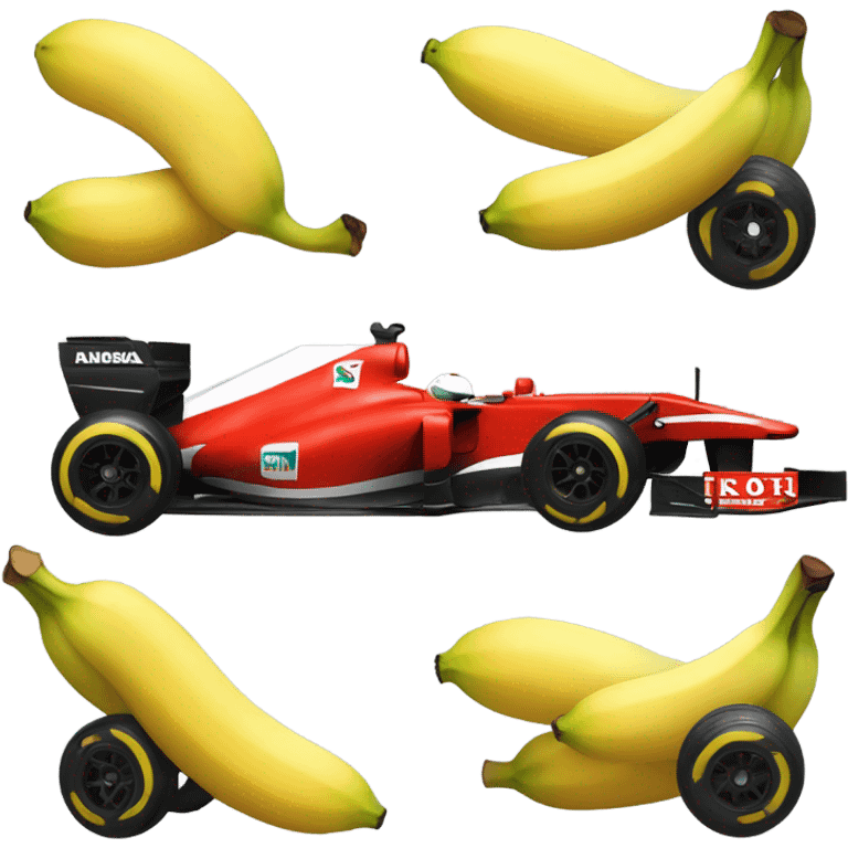 Formula 1 car with banana wheels  emoji