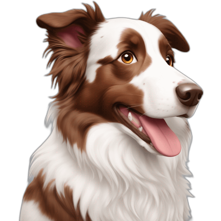 white and brown red merle border collie with different ele colors emoji